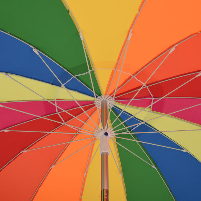 Arc 2.4m Beach Umbrella with Sand Anchor - Adjustable Tilt, Multicolor, Includes Carry Bag - Perfect Sun Protection for Outdoor Patio Use