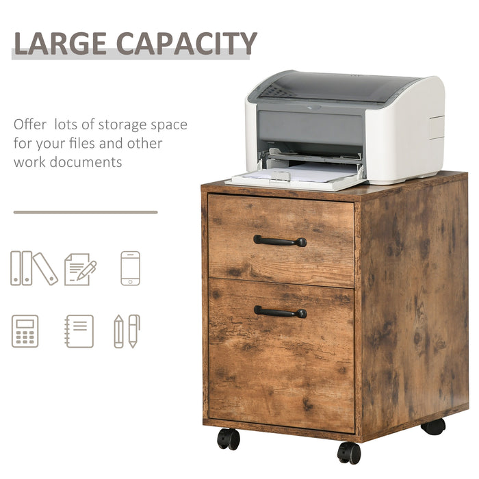 2-Drawer Mobile File Cabinet - Hanging File Folder Compatible, Rolling Storage - Home Office Organization and Space Saving Under Desk Solution
