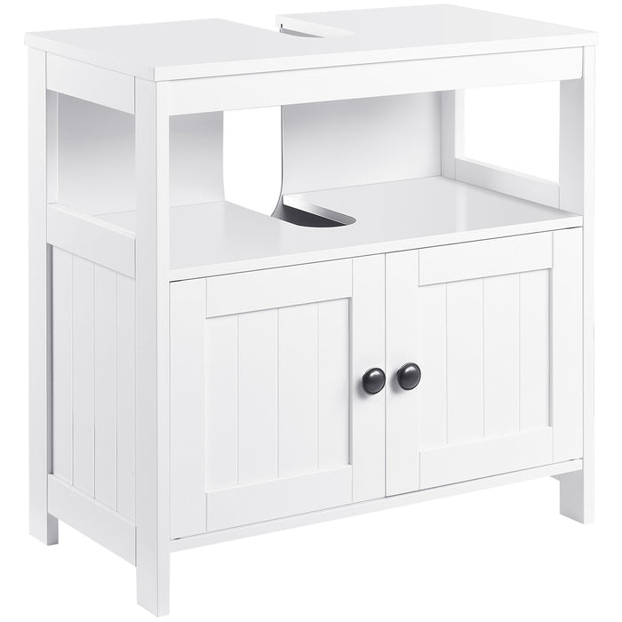 Modern Double Door Pedestal Cabinet - Under Sink Bathroom Vanity Storage with Shelves - Space-Saving Organizer for Small Bathrooms