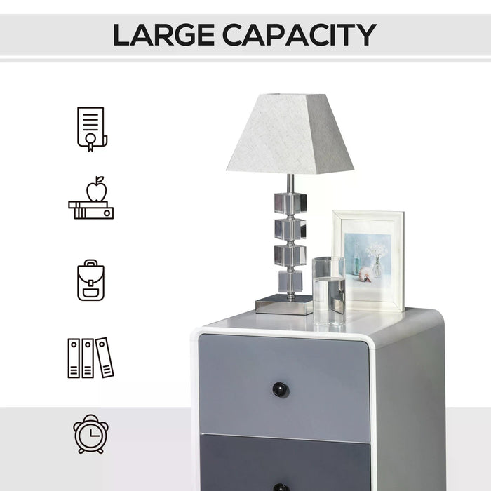 Modern Side Cabinet with Nightstand Functionality - 2 Storage Drawers Home Organizer for Bedroom and Living Room - Streamlines Clutter Management