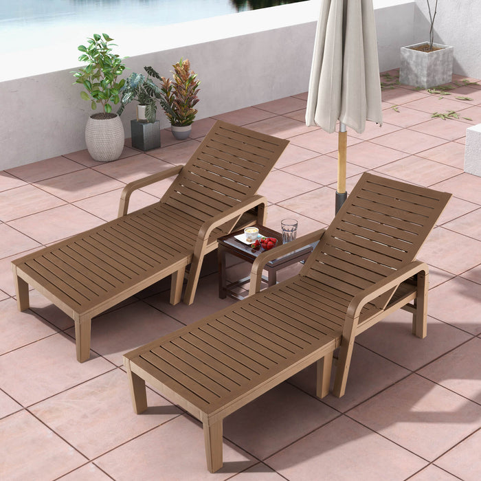 Patio PP - Chaise Lounge Chair with 4-Position Adjustable Backrest in Natural Finish - Ideal for Outdoor Relaxation and Sunbathing