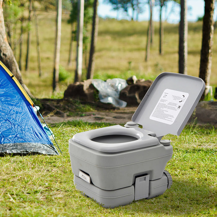 10L Compact Camping Toilet - Easy-to-Clean Outdoor Portable Loo with Push-Button Flush, Dual Tanks - Ideal for Camping, Picnics, and Travel