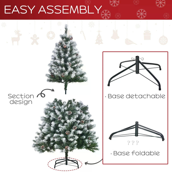 Holiday Home Faux Pine Christmas Tree - 5-Foot Pre-Decorated with Pine Cones, Auto-Open Design for Easy Setup - Perfect for Festive Home Holiday Decor