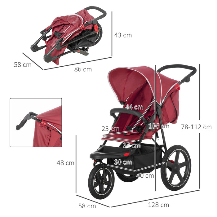 Foldable Tri-Wheel Baby Carriage - Sunshade Canopy & Spacious Undercarriage Basket - Ideal for On-The-Go Parents with Infants