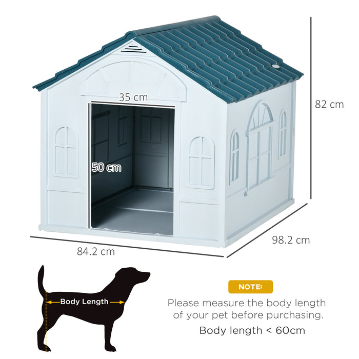 Weatherproof Plastic Canine Shelter - Durable Blue Dog House for Outdoor Use - Ideal for Protecting Pets from the Elements
