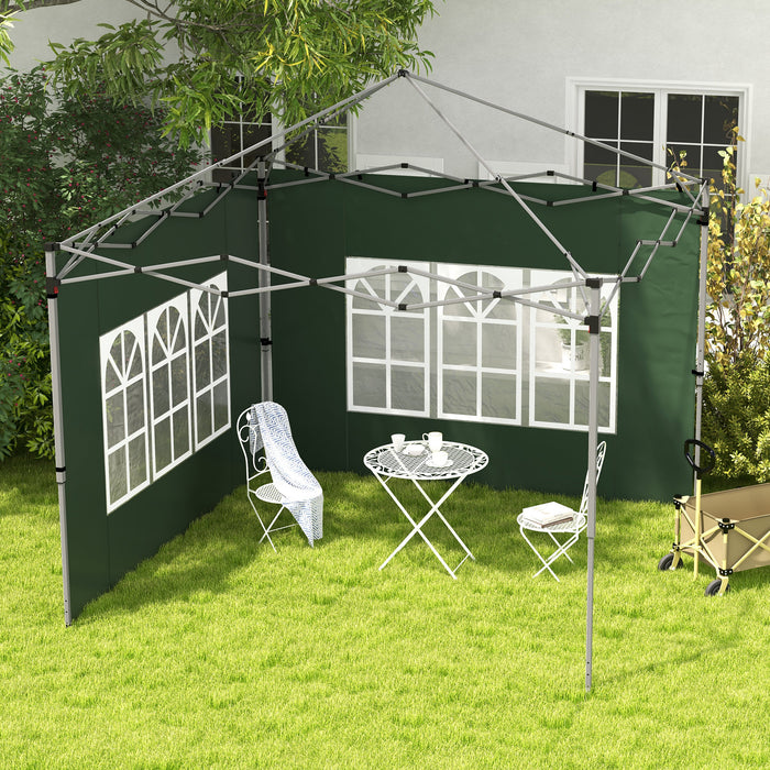 Replacement Gazebo Side Panels with Windows - Fits 3x3m/3x4m Pop-Up Structures, 2-Pack in Green - Ideal for Outdoor Shelter and Privacy