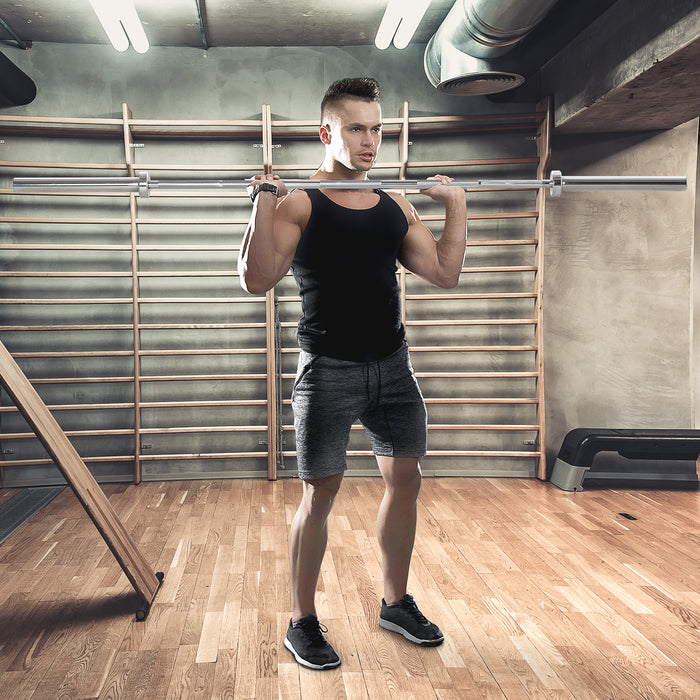 Weight Lifting Barbell Bar 5cm - Solid Steel with Anti-slip Grip & Spring Collars - Ideal for Home Gym & Fitness Enthusiasts