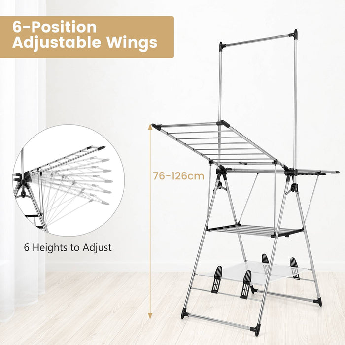 Adjustable Height Clothes Drying Rack - 6-Level, Multifunctional, Compact Storage Solution - Ideal for Small Spaces and Easy Drying Needs
