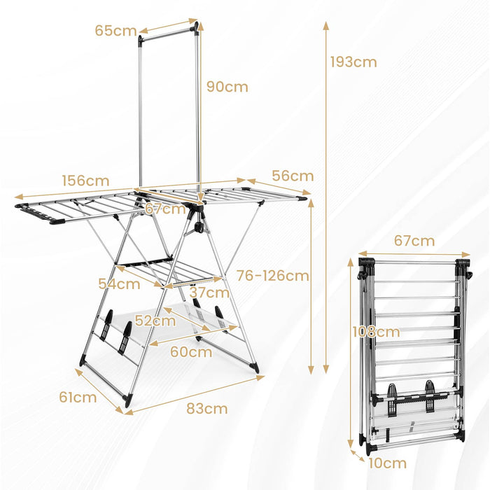 Adjustable Height Clothes Drying Rack - 6-Level, Multifunctional, Compact Storage Solution - Ideal for Small Spaces and Easy Drying Needs