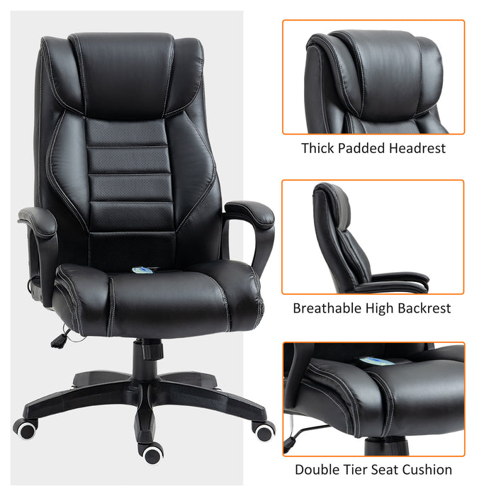 High Back Executive Massage Office Chair - 6-Point Vibrating, Extra Padded Swivel & Tilt Functionality - Ergonomic Desk Seat for Comfortable Working