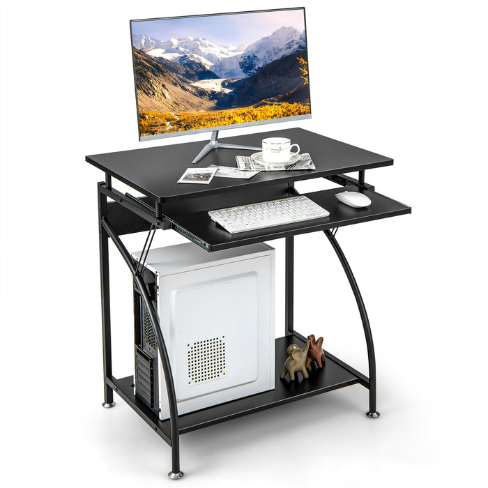 Laptop Table with Keyboard Tray, Storage Shelf - Computer Desk in Sleek Black Finish - Ideal Home Office Furniture for Workspace Organization