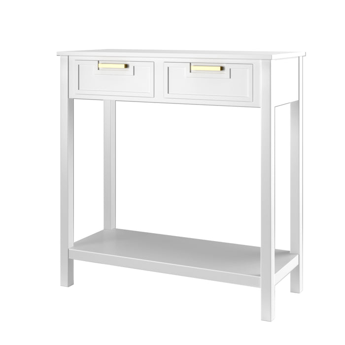 Unbranded White Console Table - Sofa Table with Two Drawers and Bottom Shelf - Ideal Furniture Piece for Space Optimization