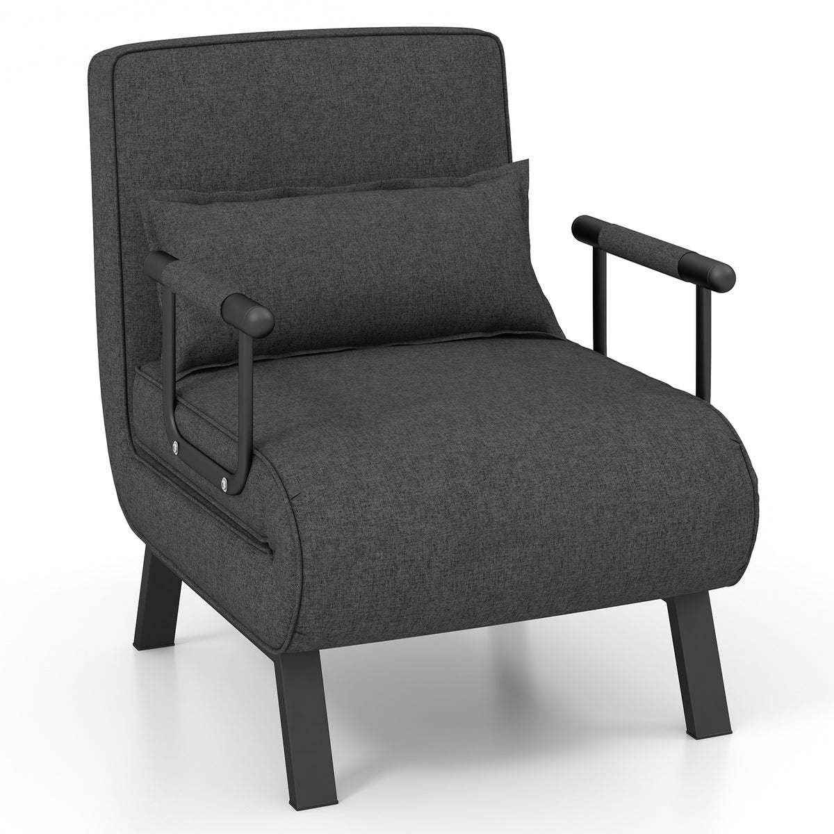4-in-1 Convertible Sofa Bed - Dark Grey with 6-Position Adjustable Backrest - Ideal for Space Saving and Guest Accommodation