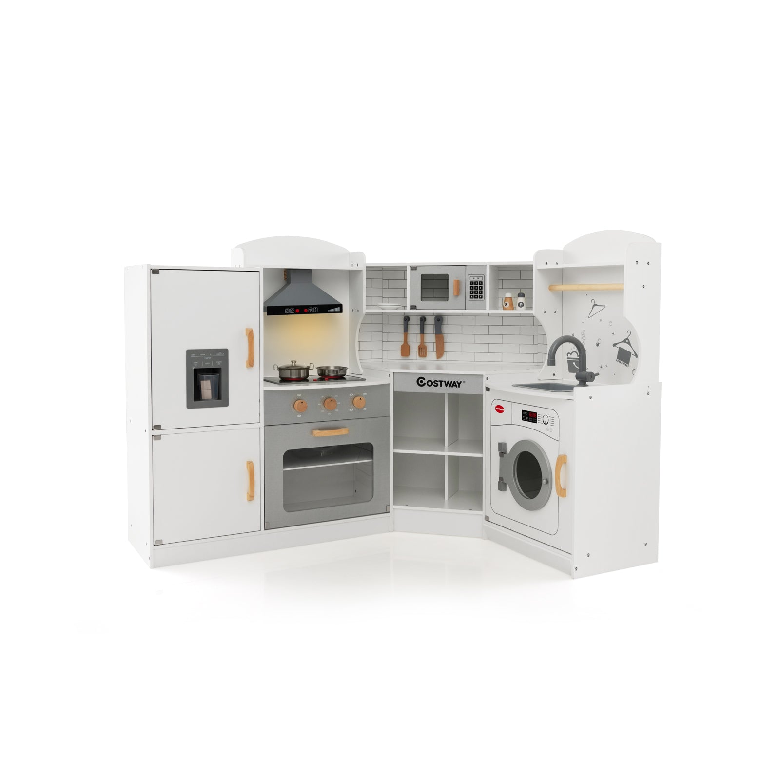 KidKraft - Interactive Wooden Corner Play Kitchen with Built-in Sounds and Lights - Ideal Playset for Enhancing Pretend Play in Kids