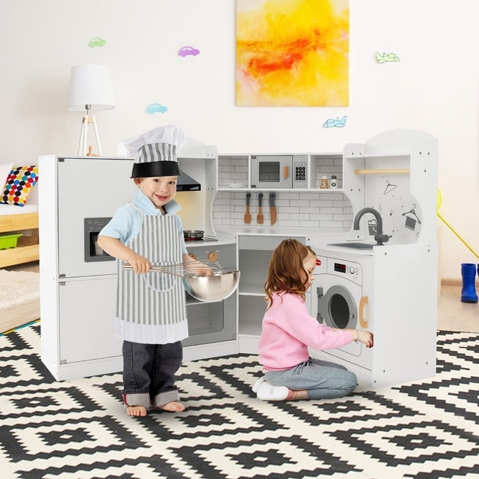 KidKraft - Interactive Wooden Corner Play Kitchen with Built-in Sounds and Lights - Ideal Playset for Enhancing Pretend Play in Kids