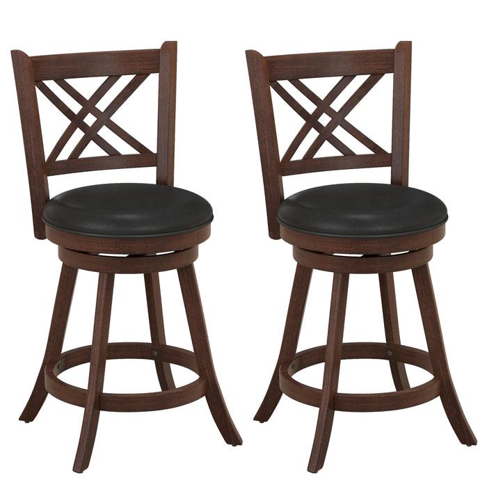 PU Surface and Rubber Wood Frame Barstools - 29 Inch Upholstered Counter Height Stools - Ideal for Home and Commercial Bar Settings