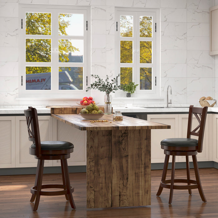 PU Surface and Rubber Wood Frame Barstools - 29 Inch Upholstered Counter Height Stools - Ideal for Home and Commercial Bar Settings