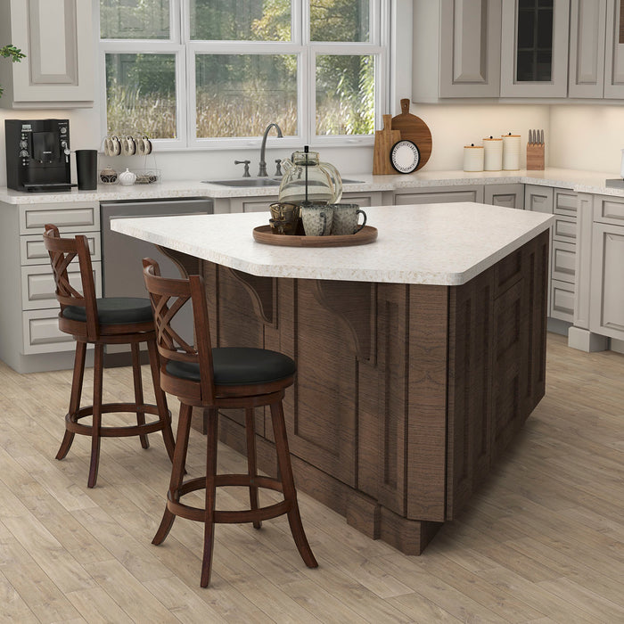 PU Surface and Rubber Wood Frame Barstools - 29 Inch Upholstered Counter Height Stools - Ideal for Home and Commercial Bar Settings