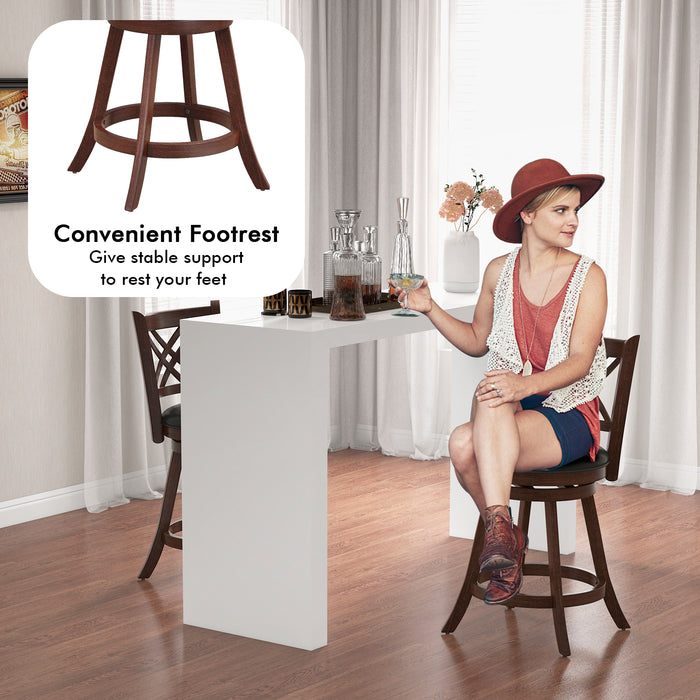 PU Surface and Rubber Wood Frame Barstools - 29 Inch Upholstered Counter Height Stools - Ideal for Home and Commercial Bar Settings