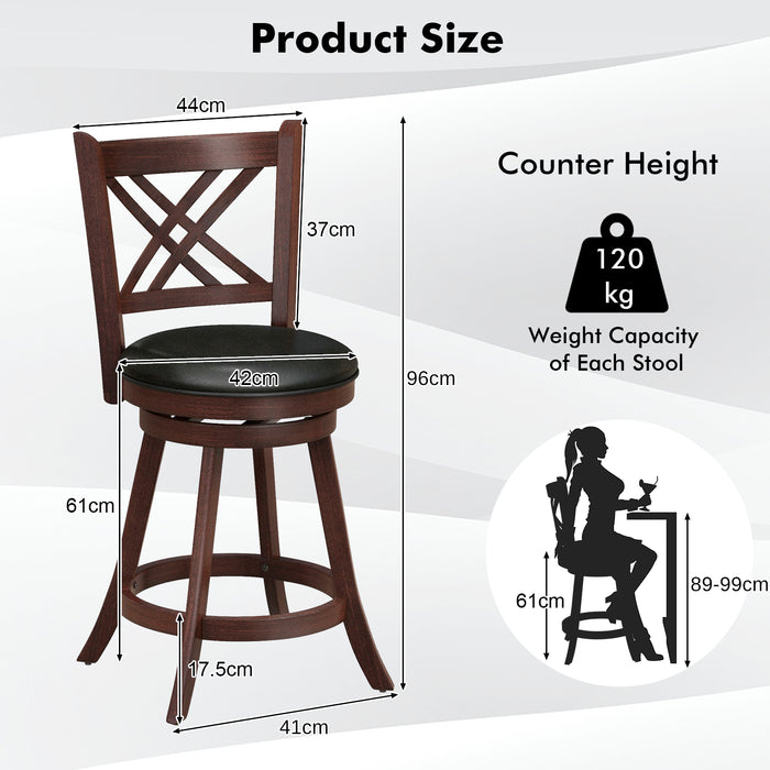 PU Surface and Rubber Wood Frame Barstools - 29 Inch Upholstered Counter Height Stools - Ideal for Home and Commercial Bar Settings