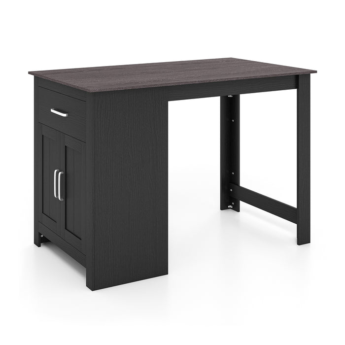 Rectangular Pub Dining Table - Counter-Height Design with Built-In Storage, Sleek Black Finish - Perfect for Dining Space and Bar Areas