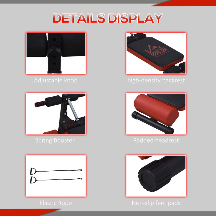 Foldable Exercise Weight Bench with Elastic Rope - Multifunctional Sit Up Workout Equipment - Ideal for Home Gym and Core Strength Training