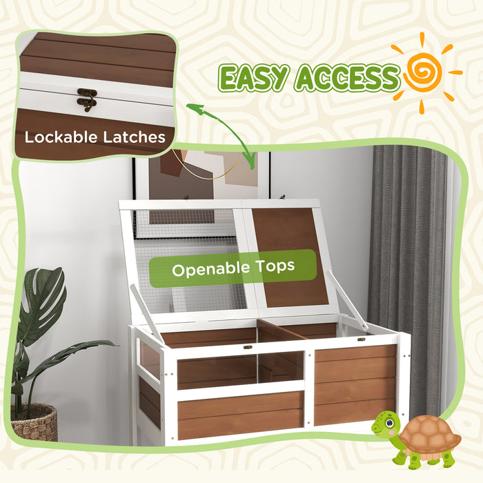 Tortoise Safe Haven - Wooden Enclosure with Shelter, Running Space, Basking Shelf, and Lamp Attachment - Ideal Habitat for Pet Tortoises