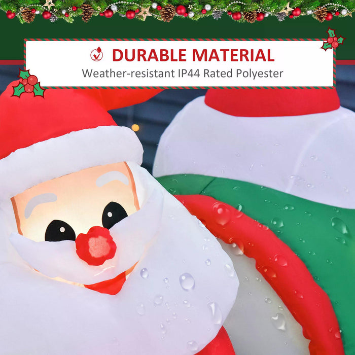 Christmas Inflatable Santa on Airplane with Penguin - 1.2m Light Up Outdoor Decoration - Festive Xmas Decor for Holiday Party Display