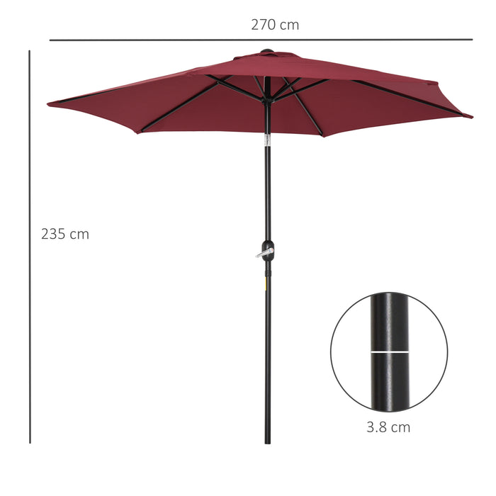 Wine Red 9ft Aluminum Sun Shade Pole - Patio Umbrella with Market Café & Yard Gazebo Coverage - Perfect for Outdoor Entertaining & Relaxation