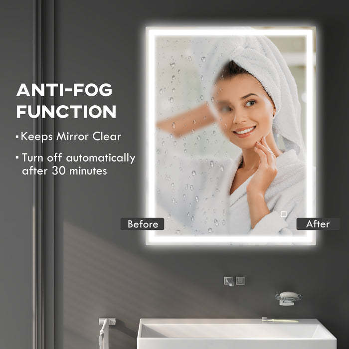 Dimmable LED Illuminated Bathroom Mirror 90 x 70cm - Vanity Makeup Mirror with Smart Touch, 3 Color Modes & Anti-Fog Feature - Ideal for Precision Grooming & Enhanced Visibility
