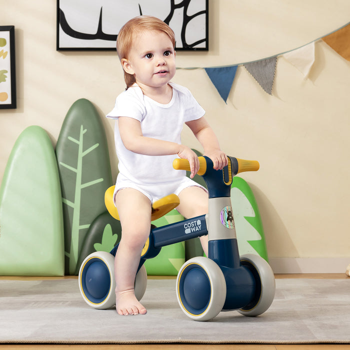 Baby Balance Bike - 4 Wheels, Steering Handlebars, No Pedal Design - Perfect for Babies Developing Balance and Coordination Skills
