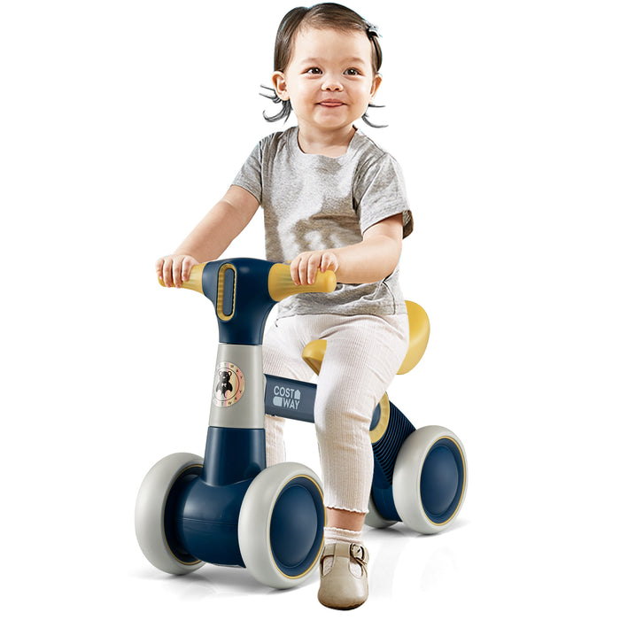 Baby Balance Bike - 4 Wheels, Steering Handlebars, No Pedal Design - Perfect for Babies Developing Balance and Coordination Skills