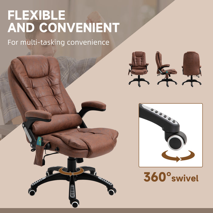Heated Massage Recliner Chair - Office Chair with 6-Point Massage, 360° Swivel, Microfiber Upholstery - Ideal for Relaxation and Comfort in Workspaces