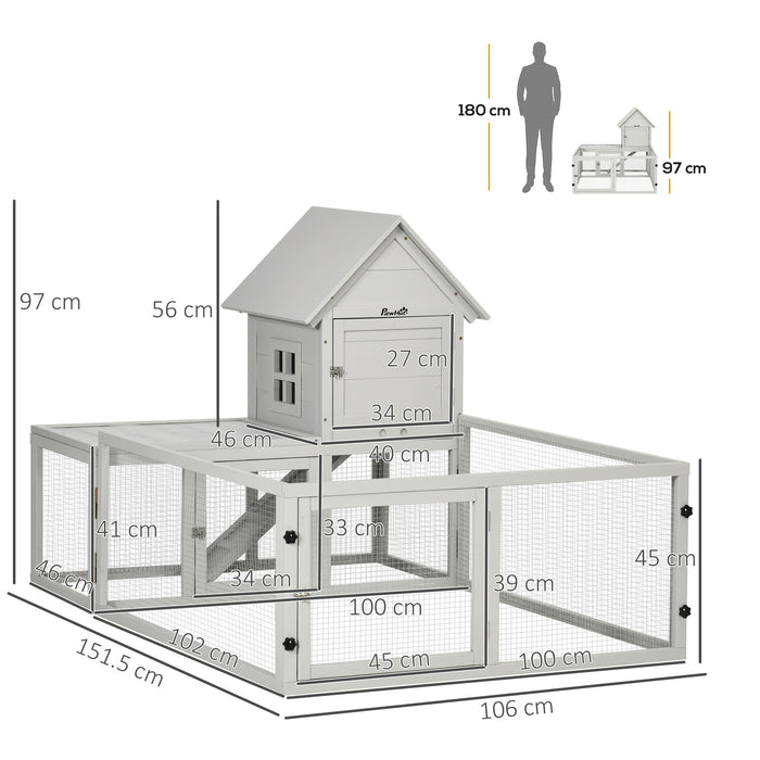 Wooden Rabbit Hutch & Spacious Guinea Pig Cage - Indoor Small Animal House with Extra Fenced Area & Slide-out Tray - Perfect for Pet Rabbits and Guinea Pigs