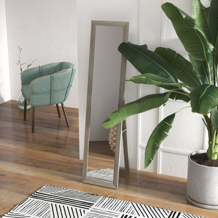 Rustic Farmhouse Full-Length Mirror - Hanging & Freestanding, Versatile Grey Floor Mirror - Decorative Accent for Living Room or Bedroom, 155 cm