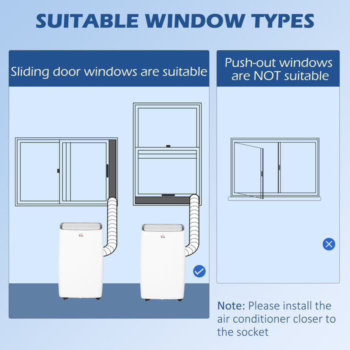 12,000 BTU Portable Air Conditioner - Dehumidifier & Sleep Mode, 24Hr Timer, Wheels - Ideal for Rooms up to 28m²