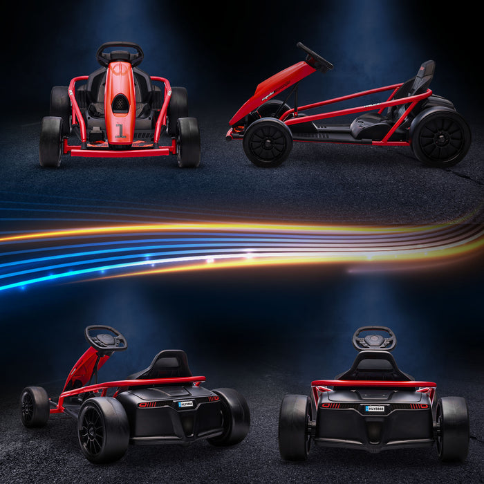 Kids' 24V Electric Drift Go Kart - Racing Ride-On with Dual Speeds, Red - Ideal for Adventurous Boys and Girls Aged 8-12