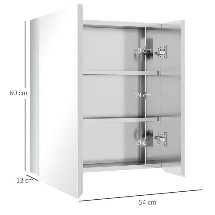 Wall-Mounted Mirror Cabinet - Bathroom Medicine Storage with Hinged Door, Multiple Shelves - Ideal for Organizing Toiletries and Laundry Essentials