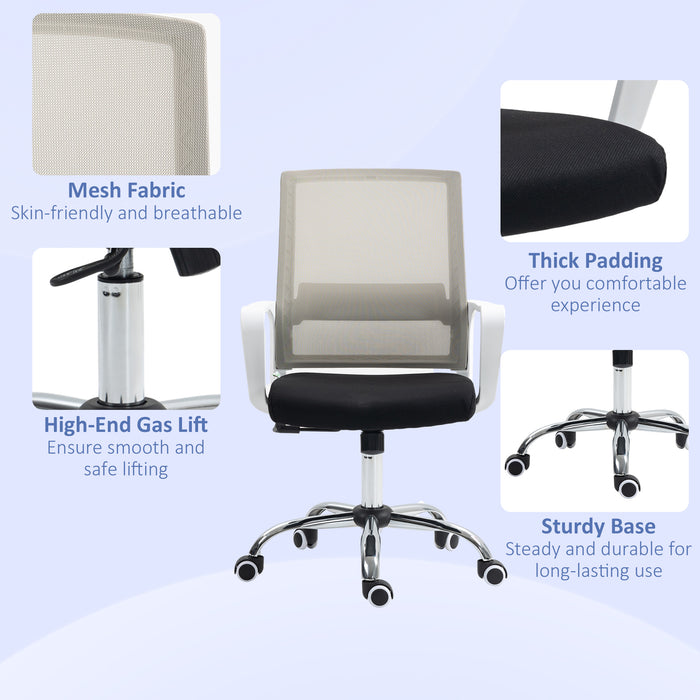Ergonomic Mesh Desk Chair with Adjustable Armrests - Black Office Chair with 360° Swivel and Height Adjustment - Comfortable Seating for Work and Study