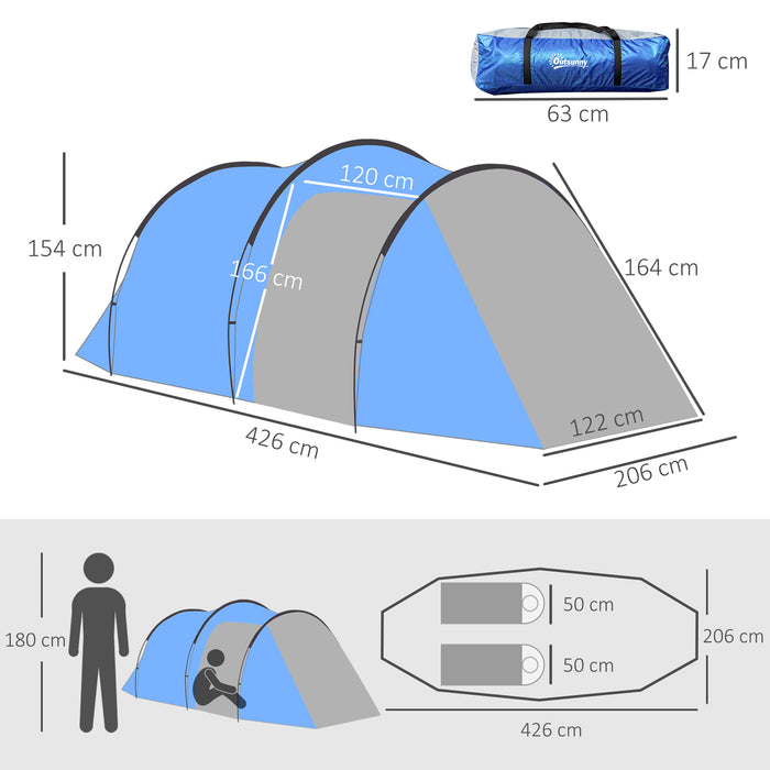 2-3 Person Tunnel Tent with Vestibule - Porch, Air Vents, Rainfly for Weather Resistance - Ideal Camping, Fishing, Hiking, and Festival Outdoor Home Shelter