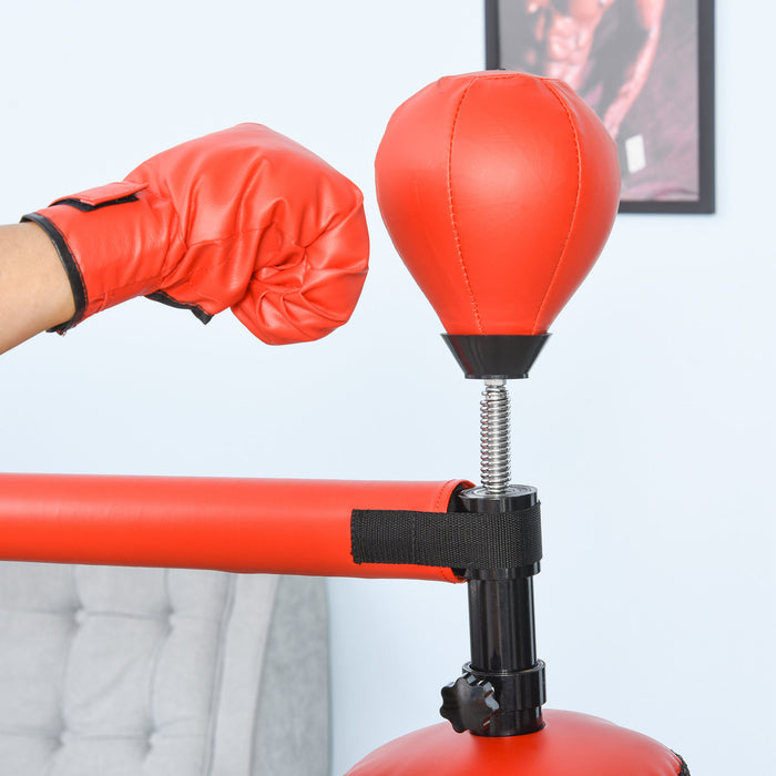 HOMCOM Adjustable Boxing Punching Bag Stand - Includes Flexible Rotating Arm and Speed Ball with Fillable Water Base - Ideal for Reflex and Coordination Training