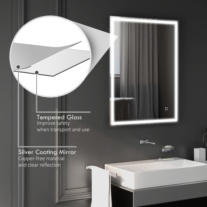Dimmable LED Illuminated Bathroom Mirror 90 x 70cm - Vanity Makeup Mirror with Smart Touch, 3 Color Modes & Anti-Fog Feature - Ideal for Precision Grooming & Enhanced Visibility
