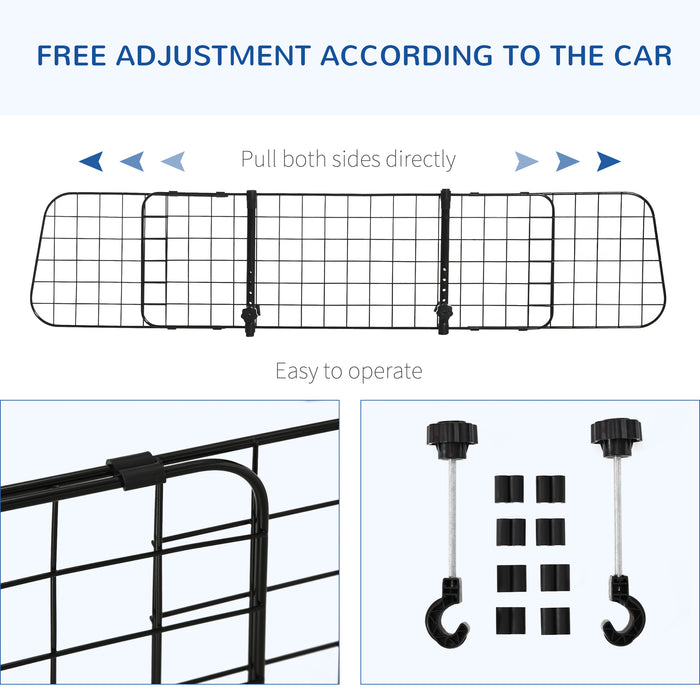 Heavy Duty Pet Dog Car Barrier in Black - Secure Vehicle Safety Mesh Partition for Travelling with Dogs - Keeps Pets Safe and Distracted Driving at Bay