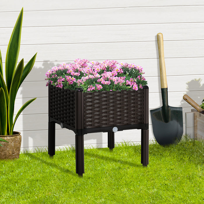 Elevated Garden Planter Box - Durable PP Patio Raised Bed for Flowers and Vegetables - Ideal for Outdoor Container Gardening