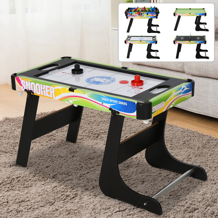 4-in-1 Multipurpose Indoor Games Table - Air Hockey, Table Tennis, Pool, and Foosball Features - Perfect Entertainment Source for Families and Game Rooms