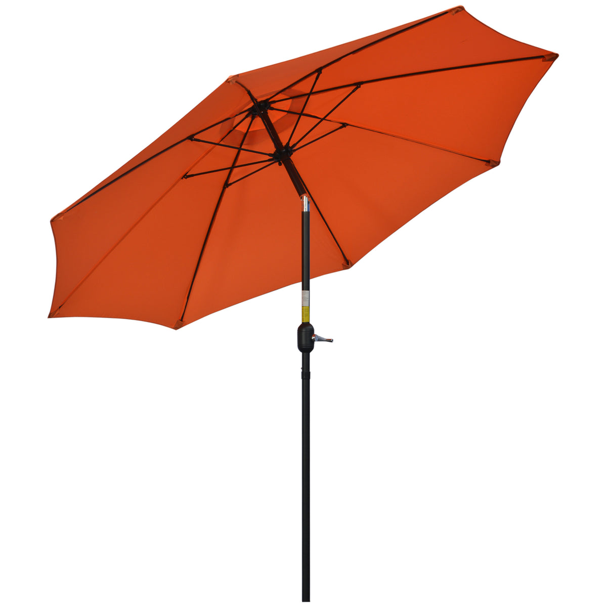 2.6M Patio Parasol Sun Umbrella - Tilt Shade Shelter, Crank Opening, 8-Rib Aluminum Frame, Orange - Ideal for Outdoor Comfort and UV Protection