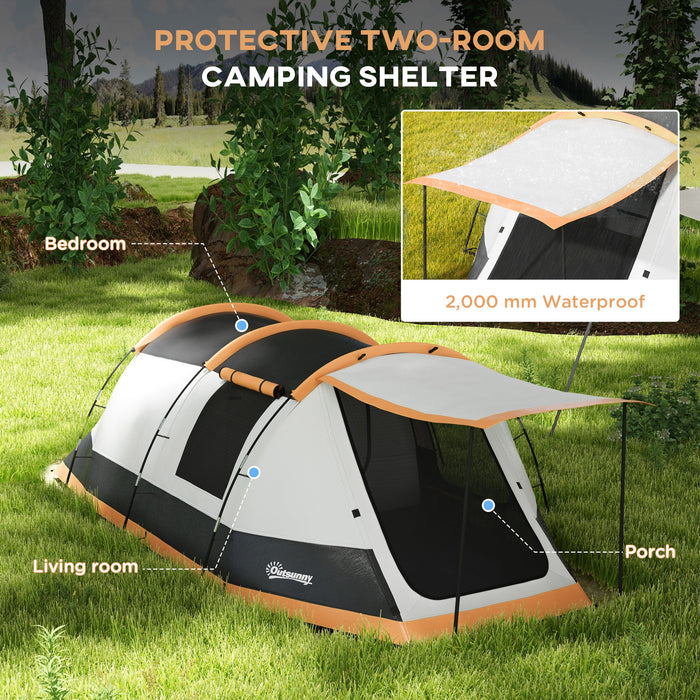 Family Tunnel Tent for 3-4 People - Waterproof 2000mm, Spacious Camping Shelter, Portable with Carry Bag - Ideal for Group Outdoor Activities