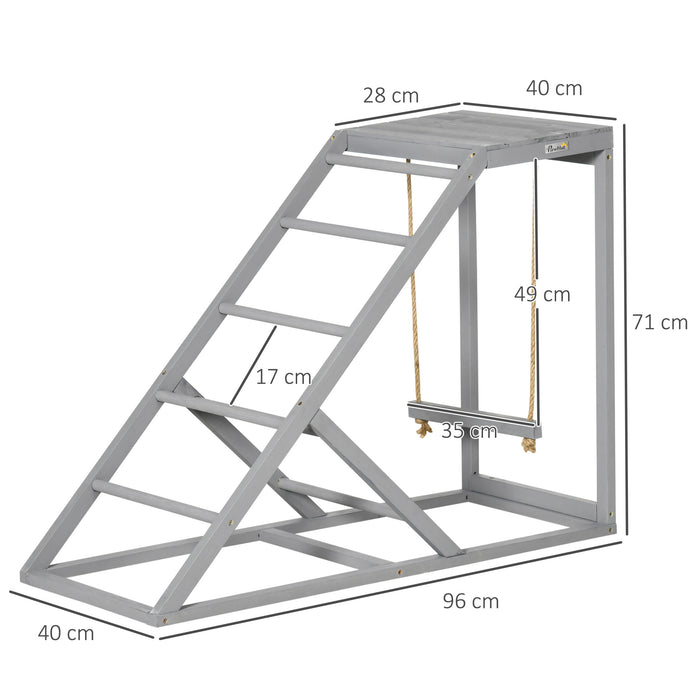 Wooden Chicken Coop Playset - Swing, Ladder & Platform Features in Grey - Ideal for Imaginative Playtime