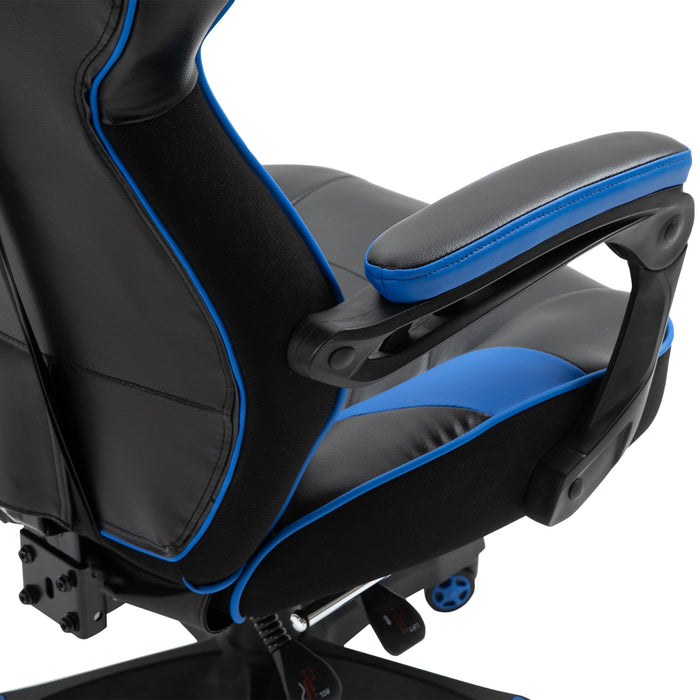 Ergonomic Adjustable Gaming Chair with Retractable Footrest - Racing Style Office Desk Chair with Headrest and Lumbar Support, Rolling Recliner - Comfortable Seating for Gamers and Desk Work
