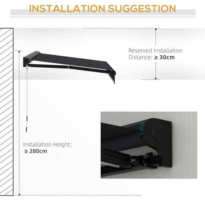 Electric Awning with LED Lighting - 3x2.5m Aluminium Frame, Retractable Sunshade for Patios and Windows - Outdoor Comfort for Home and Commercial Spaces
